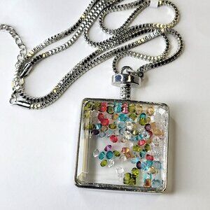 Mens Unique Pendant Necklace Glass Crystal Pendant Necklace